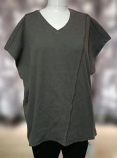 アンティカ　Vネック 半袖 カットソー グレー　L－XXL ゆったりのサムネイル