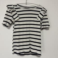 ZARA フリル袖 ボーダーカットソー 半袖のサムネイル