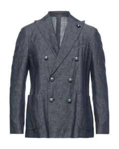 LARDINI イージージャケット ダブルブレスト コットンリネンのデニム48 LARDINI イージージャケット ダブルブレスト コットンリネンのデニム48