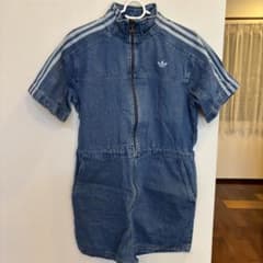 adidas デニム ジャンプスーツ オールインワン 半袖 y2k L - メルカリ