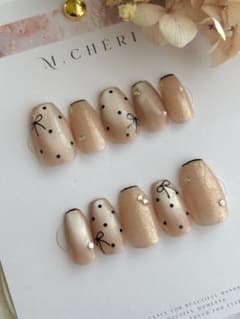 サイズオーダー可能 ネイルチップ 現品 ニュアンス ミラー - メルカリ