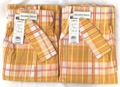 日本製　仕立て上がりカーテン　既製カーテン　オレンジ色　チェック柄　ポップ m51164942902_1.jpg?1721104777