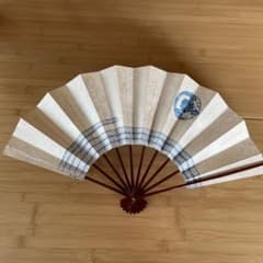 銀もみ地　波模様 ため塗り　舞扇子のサムネイル