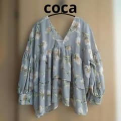 コカ ブラウス 花柄 ブルーグレー シフォン coca トップス