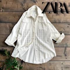 【美品】ZARA オーバーサイズ デニムシャツジャケット エクリュ 白 おまけ付