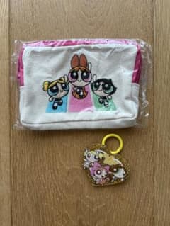 パワーパフガールズ チャーム付き刺繍ポーチ　ラメアクリルチャームのサムネイル