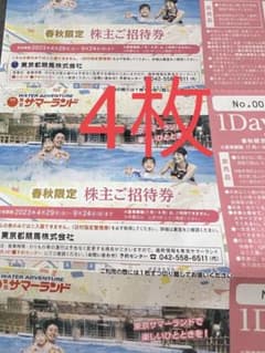 東京サマーランド　1Dayパス4枚のサムネイル