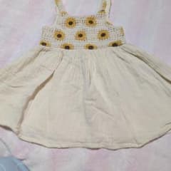 ZARA ひまわり柄 クロシェ編み ワンピース 92cmのサムネイル