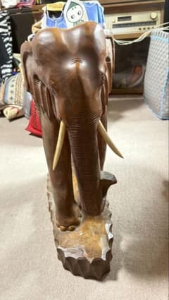 【値下げしました！】木製象の彫刻置物 【店舗や自宅玄関に】 値下げしました！】木製象の彫刻置物 【店舗や自宅玄関に