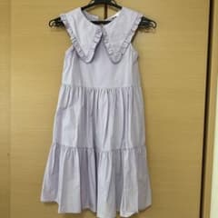 ZARA 薄紫 フリル襟 ノースリーブワンピース サイズ8のサムネイル