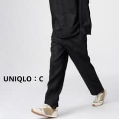 UNIQLO C プレミアムリネンワイドパンツ 09 BLACK ブラック M - メルカリ