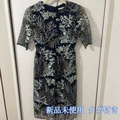 NòrAh ネイビー刺繍パーティードレス　結婚式　二次会　パーティー　冠婚葬祭のサムネイル