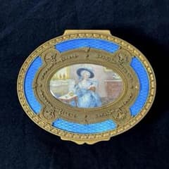 フランスアンティーク オルモル ジュエリーボックス ギロッシュエナメル 貴婦人 フランスアンティーク オルモル ジュエリーボックス ギロッシュ