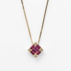 【極美品】 bellesiora K18 YG スクエア ルビー ネックレス 極美品】 bellesiora K18 YG スクエア ルビー ネックレス - メルカリ