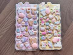 ぷっくり 3Dシール クマ ウサギ 2枚セット ゆめかわ デコシール 立体のサムネイル