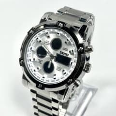 SKMEI QZ Silver Triple Time Ana-Digi Men's Watch Operating New Battery