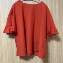 ラミーパッチワークブラウス半袖 オレンジ色 新品 ラミーコンフリルBL 