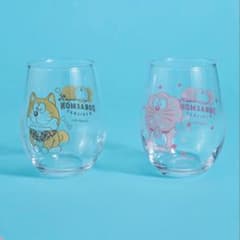 100%ドラえもん＆フレンズ展　桜ドラえもん　柴犬　丸グラス（全2種セット）のサムネイル