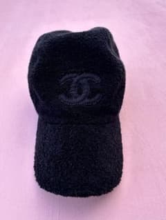 CHANEL 黒 タオル生地 キャップ M CHANEL ブラック タオル生地 キャップ - メルカリ