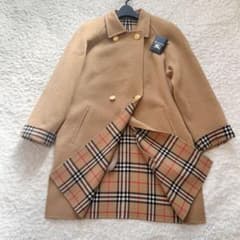 極美品　バーバリー　ダブルフェイス　コート　ノバチェック 金ボタン　カシミヤ混 バーバリー 金ボタン ノバチェック ダブルフェイス カシミヤ混 リバー