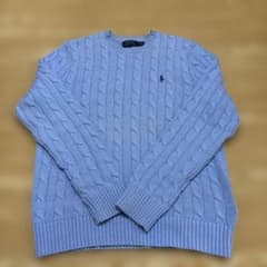 Polo Ralph Lauren ケーブル編みニット M ライトブルー - メルカリ
