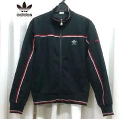 adidas デサント製 トラックジャケット 黒赤 80s90s Mのサムネイル