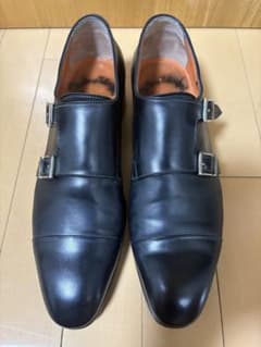 Santoni ダブルモンクストラップ 黒革靴 7.5のサムネイル
