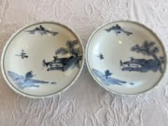 青白陶器の風景画皿 46cm 青白陶器 総柄皿 19cm - タイ雑貨のチャイディー