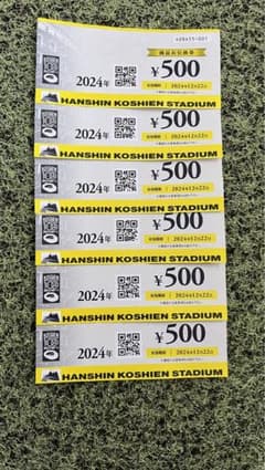 阪神甲子園球場商品お引換券500円×6枚(3000円分)のサムネイル