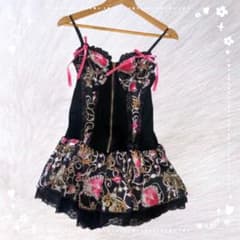 ハート リボン チェーン柄 ワンピースMARS系 姫系 ギャル 姫ギャル