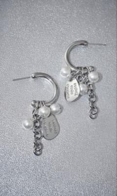 GOLDY コイン プレート チャーム パール ピアス