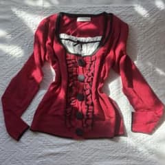 ２枚セット 姫ロリ ゴシック フリル バレエコアcoquette 重ね着風ニット