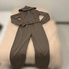 ダブルジップパーカー　スウェット　セットアップ　XS ブラウン　※シーインのサムネイル