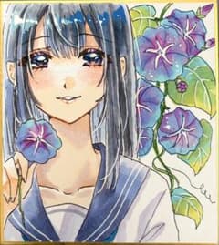 ✴︎ 朝顔 ✴︎　手描き　色紙　イラスト 朝顔の君』オリジナル 手描きイラスト コピック 色紙 アナログ