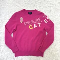 最新 パーリーゲイツ ニット ピンク カシミア ゴルフ ウェア ロゴ