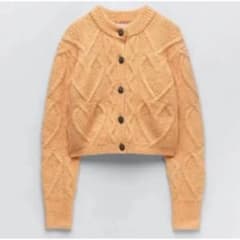 ZARA ビジューボタンケーブルニットカーディガン マンダリンオレンジ ZARAのサムネイル