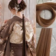 コーヒーブラウン　ポニーテールリング　ロングストレート 成人式 振袖 袴のサムネイル