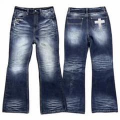 NIGHT LAB Washed Studded Flared Jeans - メルカリ