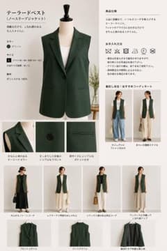 テーラードベスト グリーン Lのサムネイル