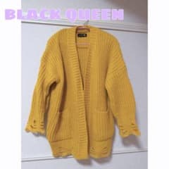 BLACK QUEEN ダメージニットカーディガン イエローのサムネイル