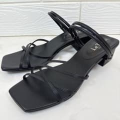 人気モデル】ルタロン スクエア2WAYストラップサンダル L 黒 日本製