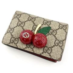 美品 グッチ 二つ折り財布 ハイブランド GGスプリームチェリー 高級のサムネイル
