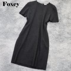 ✨FOXEYフォクシー✨半袖ニットワンピース ドレス 黒 ウール - メルカリ