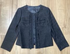 c'est zamノーカラーツイードジャケット　38
