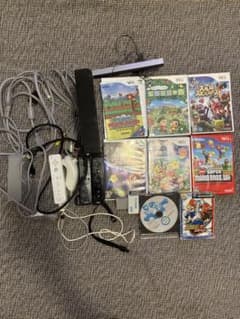 Nintendo Wii 本体 フルセット カセット8点付き 変換アダプターつき