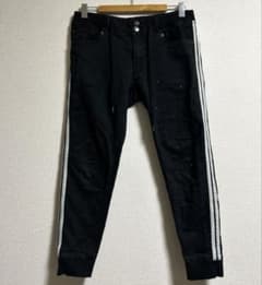 TMT BLACK DENIM TRACK PANTS ヴィンテージ加工 パンツ - メルカリ