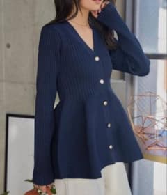 神戸レタス　ペプラムカーディガン　ネイビー　M