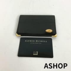 Dunhill men's long wallet in black with gold hardware.