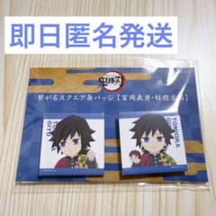 即日匿名発送】鬼滅の刃 描き下ろしみにきゃら繋がるスクエア缶バッジ