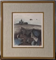 真作】版画 加藤清治 銅版画 スペインの朝 蝶と少女の物語 Y124 - メルカリ